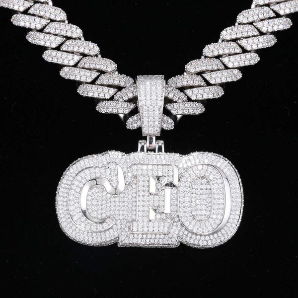 Ciondolo con nome ombra 3D personalizzato in fabbrica personalizzato Vvs Moissanite con diamante ghiacciato S925 Lettera di gioielli hip-hop da uomo