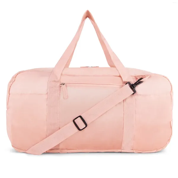 Sacos de armazenamento grande bolsa de viagem embalável 50L com alça ajustável rosa ouro