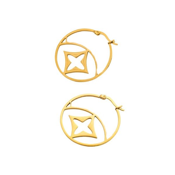 Boucle d'oreille lettre de luxe boucle d'oreille en or jaune boucles d'oreilles coeur d'amour pour femmes bijoux moissanite boucle d'oreille en forme de larme boucles d'oreilles en diamant en acier inoxydable ne se décolore pas