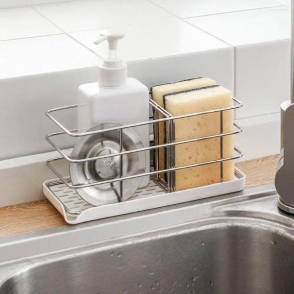 Ripiano per cucina, dispenser di sapone indipendente, piatto, vassoio in spugna, scolapiatti, portaspazzole, organizer per lavello