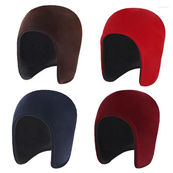 Berets Verdickung Polar Fleece Einfarbig Männer Halten Warme Beanie Herbst Winter Outdoor Reiten Unisex Ohrenklappen Ski Cap