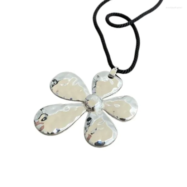 Ketten Metall Blume Anhänger Halskette Halsband Schmuck Schlüsselbein Kette Schnürung Dropship