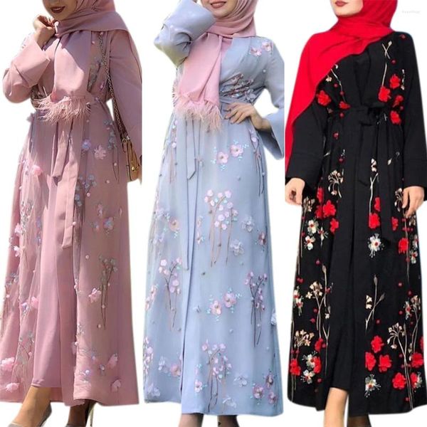 Ethnische Kleidung Mode Abaya Muslim Frauen Hijab Kleid bestickt Kimono Jilbab Türkei Kaftan Robe Partykleid Ramadan Strickjacke islamisch