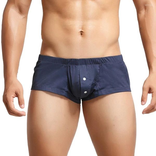 Unterhosen Herrenunterwäsche für Männer Sexy Button U Convex Pouch Höschen Weiche Boxershorts Low Rise Trunks Herbst Homewear