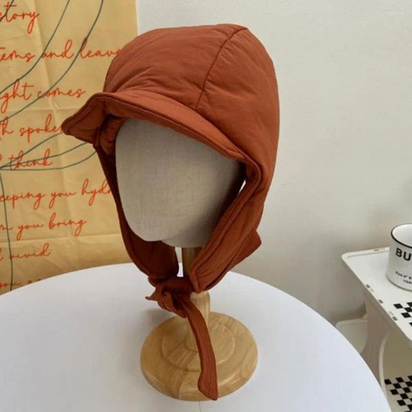 Berretti in maglia cappello invernale ultra spesso caldo imbottito in piuma per la guida all'aperto protezione antivento per le orecchie design in tinta unita meteo