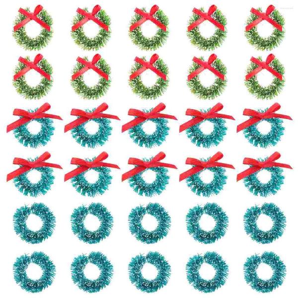 Декоративные цветы 30 шт. Рождественский мини-венок оконные венки подвесные украшения ремесла гирлянда из сизаля шелковая миниатюра