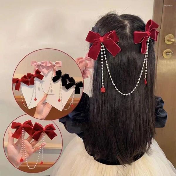 Haarschmuck Elegante Vintage Schleife Perle Quaste Kette Haarnadeln Süße Stirnband Clips Mode