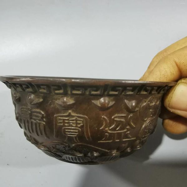 Dekoratif Figürinler Antik Koleksiyon Korucu Feng Shui Şanslı Süsleme Retro Bronz Kase Ev Masası Dekorasyon Aksesuarları