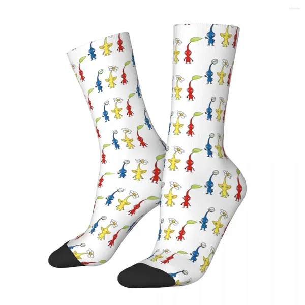 Calzini da uomo Hip Hop Retro Blu Giallo e Rosso Pikmin Crazy Compression Gioco unisex Harajuku Divertente Calzino per ragazzi Regalo