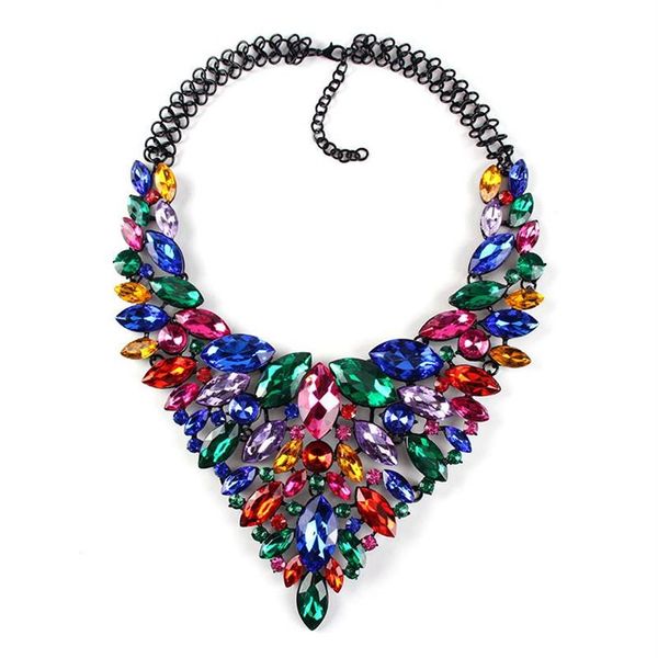 Gemme colorate Grandi maxi collane per le donne moda Nuovo lusso nuziale dichiarazione gioielli collare girocollo collane pendenti CE3954303N