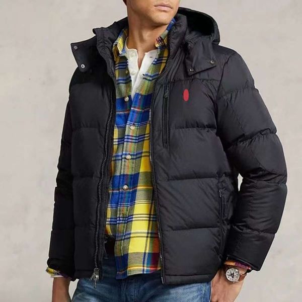 Мужская куртка Polo Дизайнерская одежда с капюшоном S Зимнее пальто теплое черное ветряное бревно