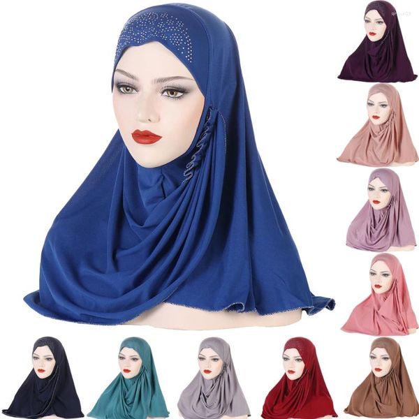 Abbigliamento etnico One Piece Amira Donne musulmane Hijab istantaneo Turbante Pull On Ready Cap Islamico Copertura completa Collo Scialli di preghiera Ramadan Copricapo