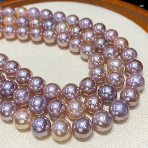 Anhänger-Halsketten, Bonbonfarbene Perlenkette, natürliches Süßwasser, nahezu rund, starkes Licht, gemischt, DIY