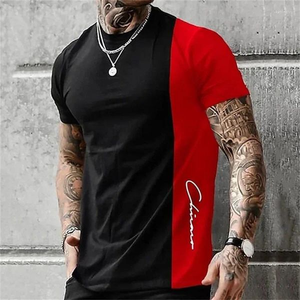 Camiseta Masculina Verão Contraste T-shirt Impressão Personalizada Diária Juventude Minimalista