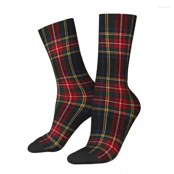 Meias masculinas inverno quente casual mulheres homens xadrez Stewart preto tartan suor absorvente basquete