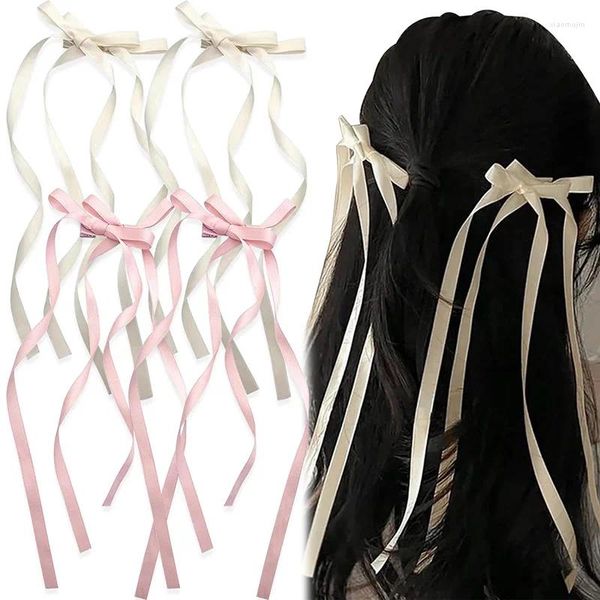 Accessori per capelli 4 pezzi clip di fiocco di nappa lunga per le donne fiocchi di nastro forcine per ragazze vintage barrette copricapo da sposa