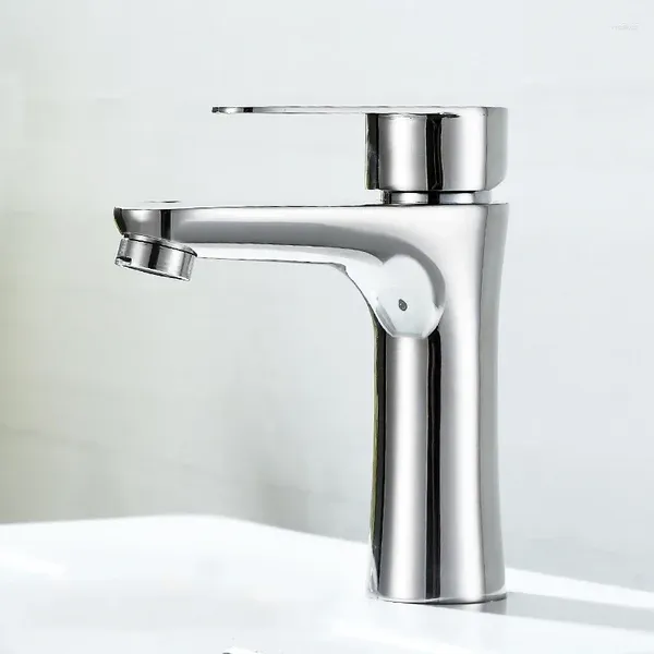 Rubinetti per lavandino del bagno Rubinetto per lavabo Rubinetto per lavabo in acciaio inossidabile Maniglia singola Miscelatore per acqua fredda e montaggio su piano Lavaggio