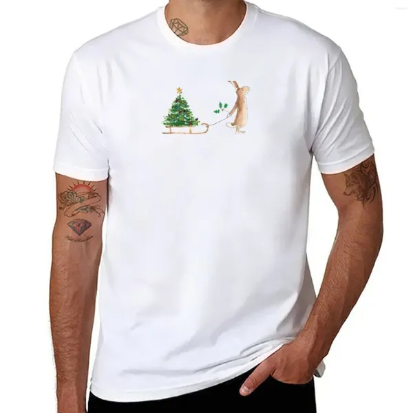Polos masculinos com trenó e árvore de Natal aquarelas Camisetas para fãs de esportes Camisetas Camisetas masculinas