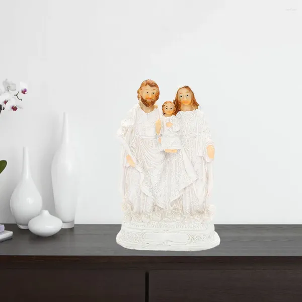 Estatuetas decorativas 13.5cm estátua da família sagrada jesus maria jose figura religiosa prateleira gabinete escultura de mesa decoração