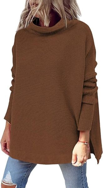 Damenpullover Damen-Pullover mit Rollkragen, übergroß, Strickpullover, warme Kleidung für den Winter, trendig 2023