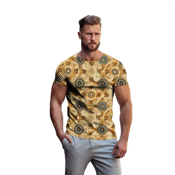 Herren T -Shirts Pullover Top Muster Tribal Rundhals Kurzarm Sommerkleidung Freizeit täglich Fitness Vintage Print Ethnic Tops