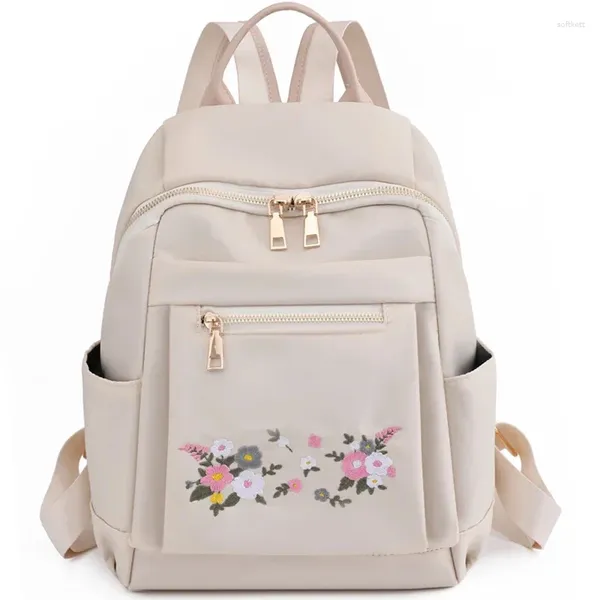 Школьные сумки Доступны три цвета Сумка Оригинальный китайский стиль Вышивка Двойное плечо Назад Нейлоновые рюкзаки Женская дизайнерская сумка на плечо