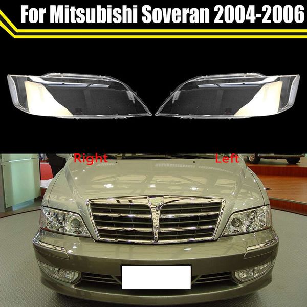 Para mitsubishi soveran 2004 2005 2006 lente do carro luz de vidro lâmpada farol escudo transparente abajur capa protetora do farol