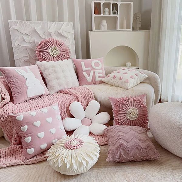 Cuscino/cuscino decorativo divano cuscino cuscino sedia estetica sedia kawaii rosa eleganti decorazioni per la casa cuscinetto cuscinetto almofadas almofadas grazioso decorazioni camere 231216