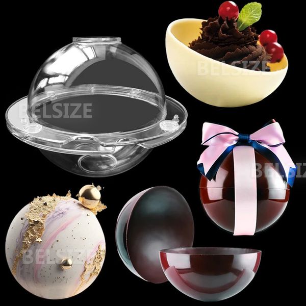 Attrezzi per torte Stampo per torta 3D Planet Stampi per cioccolato Policarbonato Sfera grande Bomba al cioccolato Palla cava grande per mousse Stampo per pasticceria 231216