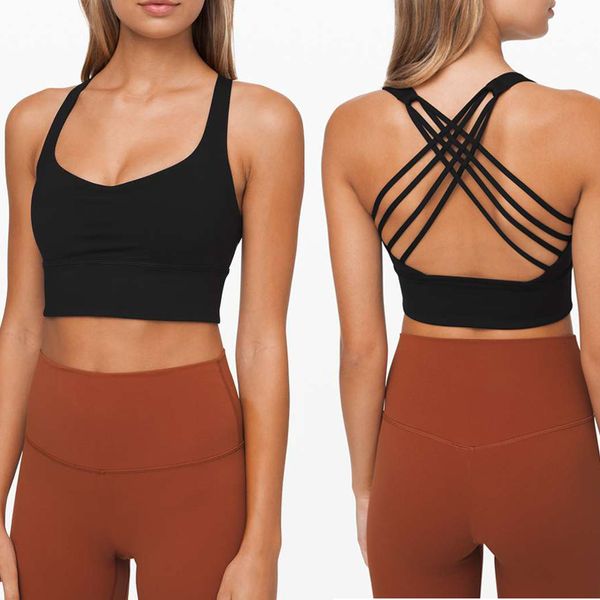 Lu-K Mulheres Cross Back Yoga Sport Bras Sexy Strappy Criss Cross Cropped Bras Acolchoados Sutiãs Cropped Tops Sports Running T-Shirt Yoga Outfit cor sólida