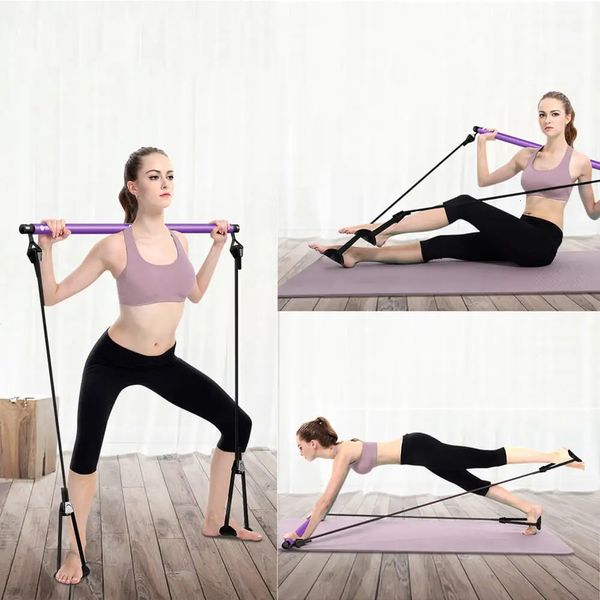 Fasce di resistenza Portable Home Yoga Pull Rods Pilates Bar Kit Gym Body Esercizio addominale Stick tonificante Fitness Rope Puller 231216