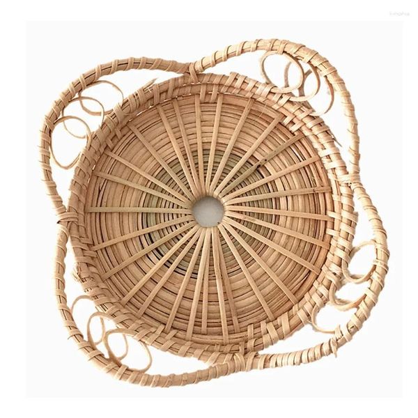 Tapetes de mesa placemat almofada de vime bandejas de rattan porta-copos padrão de flor natural vintag pequenas almofadas de isolamento de jóias