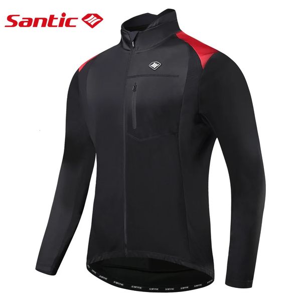 Jaquetas de ciclismo Santic Winter Cycling Jackets para homens à prova de vento aquecimento térmico Aquecimento de bicicleta Longa Manga Longa Jersey Rounding Roupas 231216