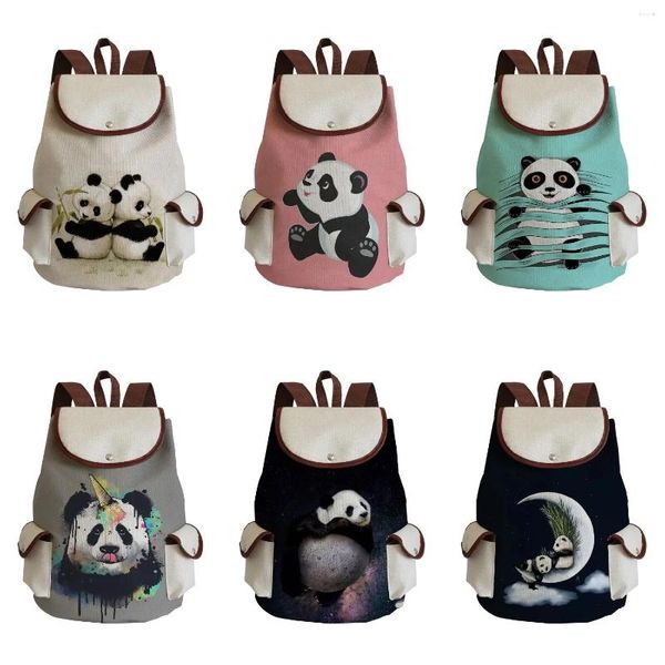 Borse per la scuola Capacità Grande coulisse Cartoon Panda Zaino carino Anno Borsa per ragazze casual Zaini stampati con animali per le donne