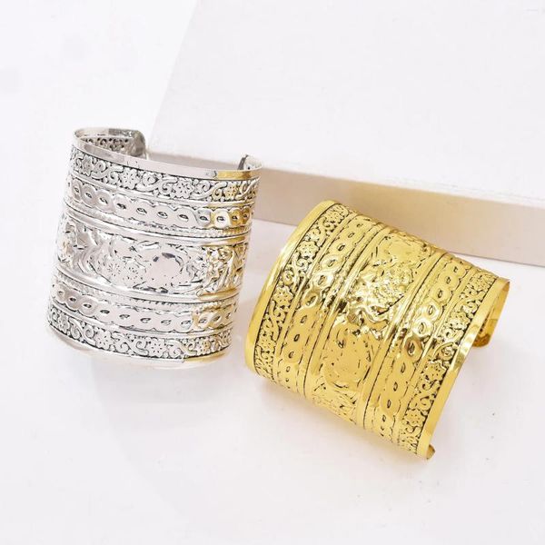 Bileklik Bohojewelry Store Altın/Gümüş Alaşım Baskı Oyma Kadınlar Açık Bilezik Avrupa ve Amerikan Moda Basit