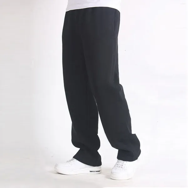 Calças masculinas outono lazer baggy sweatpants cintura alta cor sólida em linha reta longo básico all-matched quatro estações calças 2024