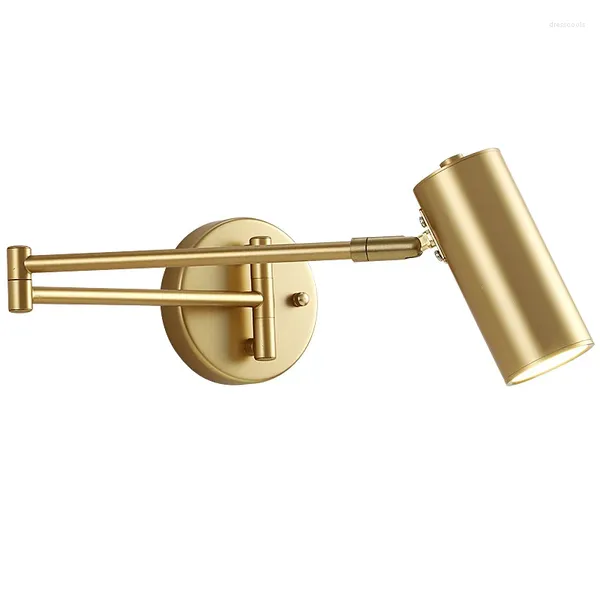 Lampada da parete classica con braccio oscillante a LED, luci da lettura creative nordiche in oro/nero per la decorazione del comodino della camera da letto Foyer El