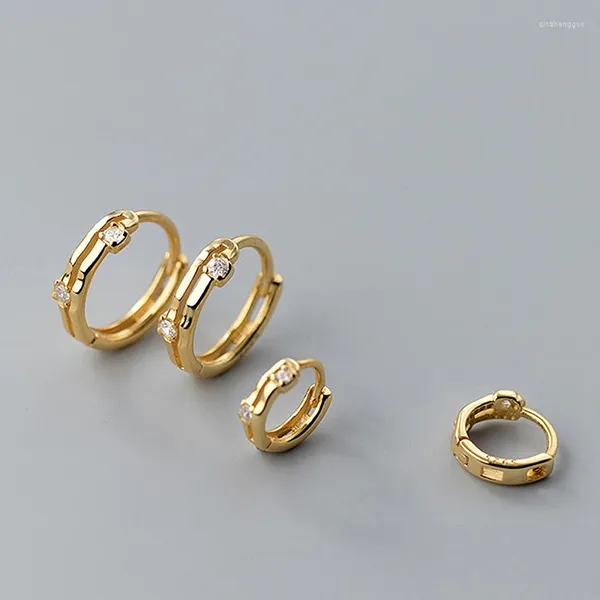 Серьги-кольца, простые серьги-кольца из стерлингового серебра 925 пробы, двухслойные блестящие циркониевые полые изысканные модные женские украшения для пирсинга для вечеринок