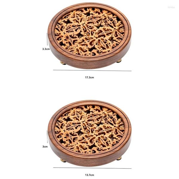 Vassoi da tè Rotondi Cavi in noce Portavasi Base Tazza Retro Pad Isolamento termico (S)