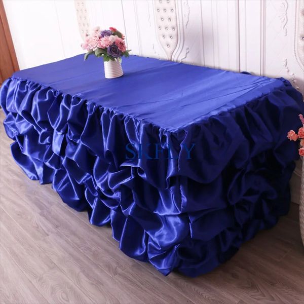 Saia de mesa SK002B muitas cores custom made casamento reunido saia de mesa de cetim azul royal 231216