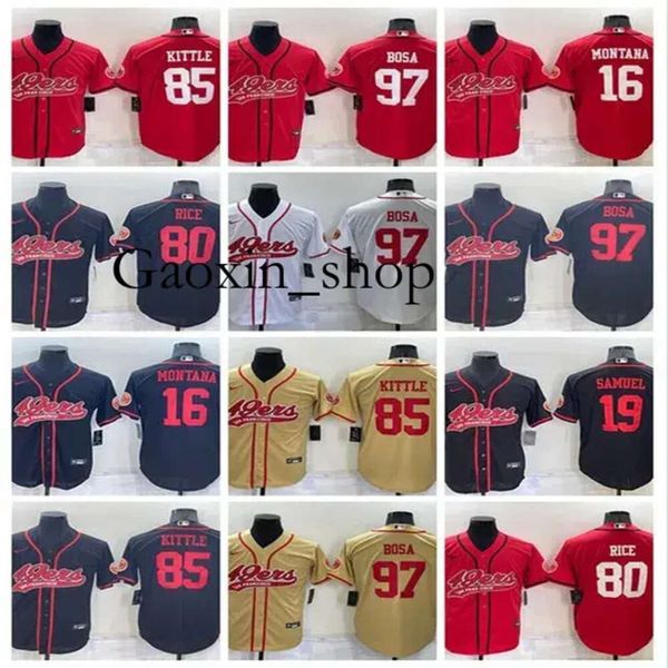 Gaoxin San Francisco''49ers''men Jerry Rice Joe Montana Nick Bosa George Kittle Deebo Samuel Nero Rosso Bianco Cool Base Ed Baseball Maglia da calcio