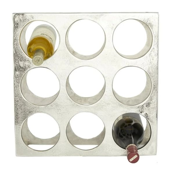 Wallmounted vinho racks garrafa titular prata alumínio 9 rack 1 peça barware cozinha barra de jantar casa jardim 231216