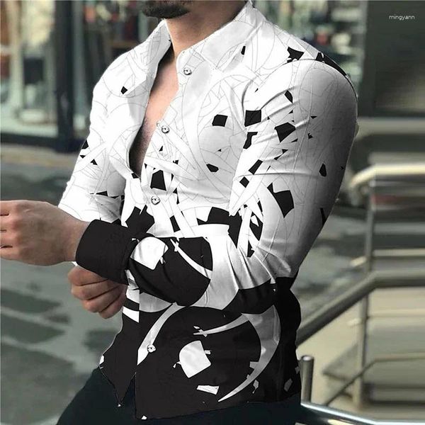 Camicie casual da uomo Moda abito a maniche lunghe Camicia con risvolto retrò Materiale di alta qualità Morbido e confortevole All'aperto sano 2023