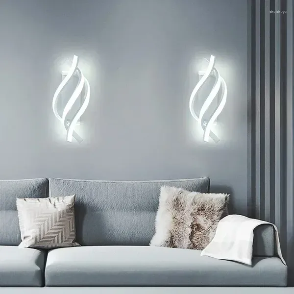 Lâmpada de parede moderna luzes led espiral arandela curvado design para quarto cabeceira sala estar estudo corredor decoração interior iluminação brilho