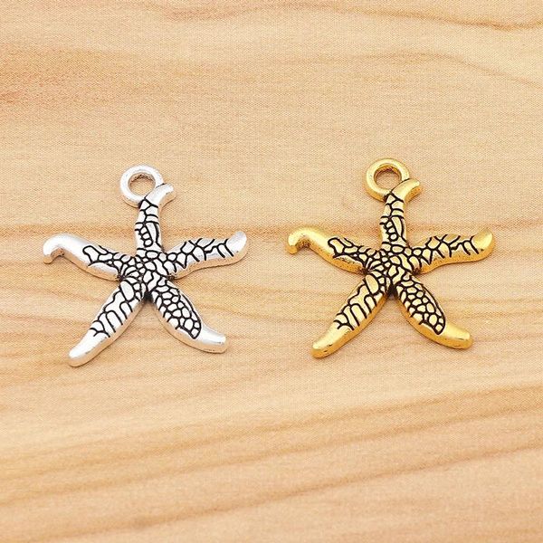 Collane con ciondolo 50 pezzi Colore argento/oro Stella marina spiaggia oceano Stella marina Pesce fascino per gioielli fatti a mano fai-da-te Trovare accessori