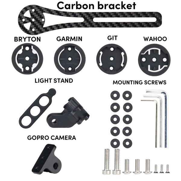 Computer da bicicletta VYCE Supporto per computer anteriore in fibra di carbonio per bici da strada MTB Mountain Bike Ciclismo con manubrio integrato 231216