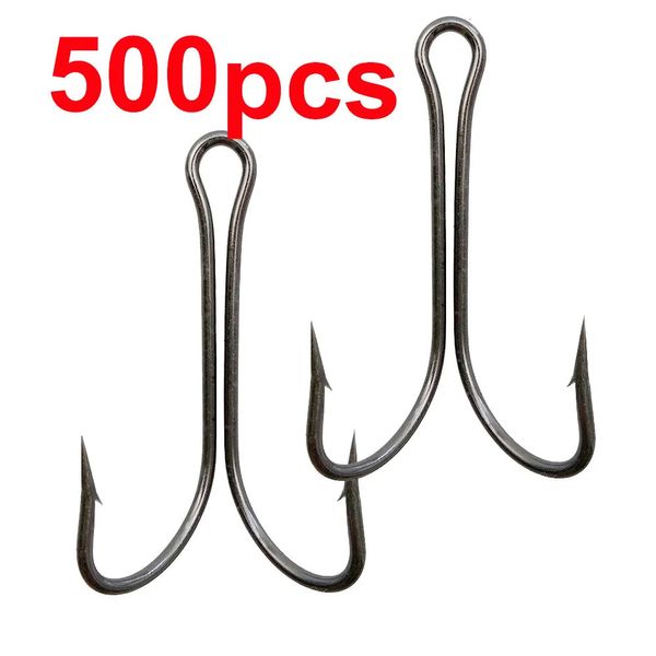 Ganchos de pesca 500pcs Gancho de pesca duplo Fly Tying Duple Hook Sapo Lure Hook para Jig Bass Fish Hook Tamanho 1 2 4 6 8 1/0 2/0 3/0 4/0 5/0 6/0 7/0 231216