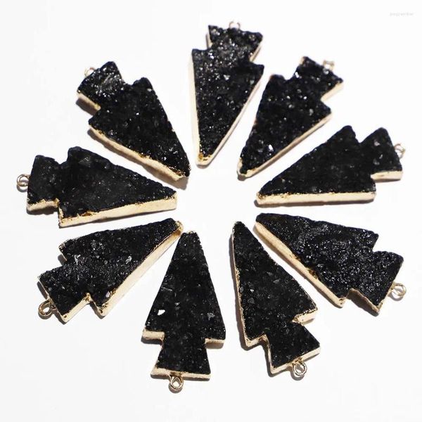 Colares de pingente 4 pcs pedra natural preto cristal dentes cluster seta colar pingentes robustamente moda encantos jóias acessórios