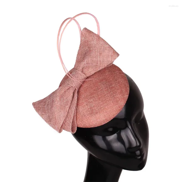 Berretti Fascinator color pesca Cappello portapillole da sposa Cappelli eleganti da donna Fermacapelli da donna Copricapo da festa Copricapo di moda
