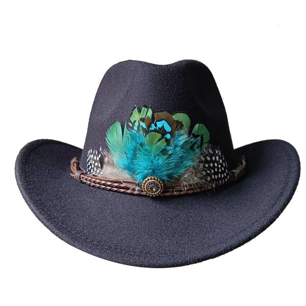 Beanie Skull Caps Western Cowboy Hut Curled Couple Sombrero hombre Jazz Fedora Band Kuh Männer und Frauen 231216